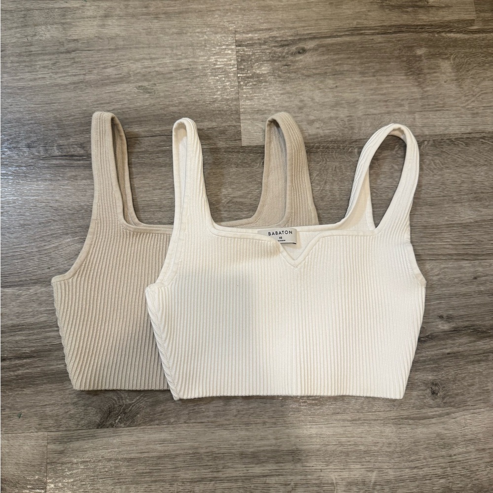 Aritzia Babaton Sculpt Knit Cropped Sweetheart Tank Tops